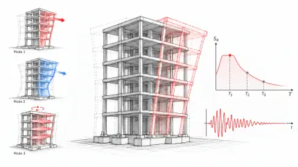 Çok katlı bir yapının ilk üç titreşim modu, mod şekilleri, ivme spektrumu ve deprem kaydı