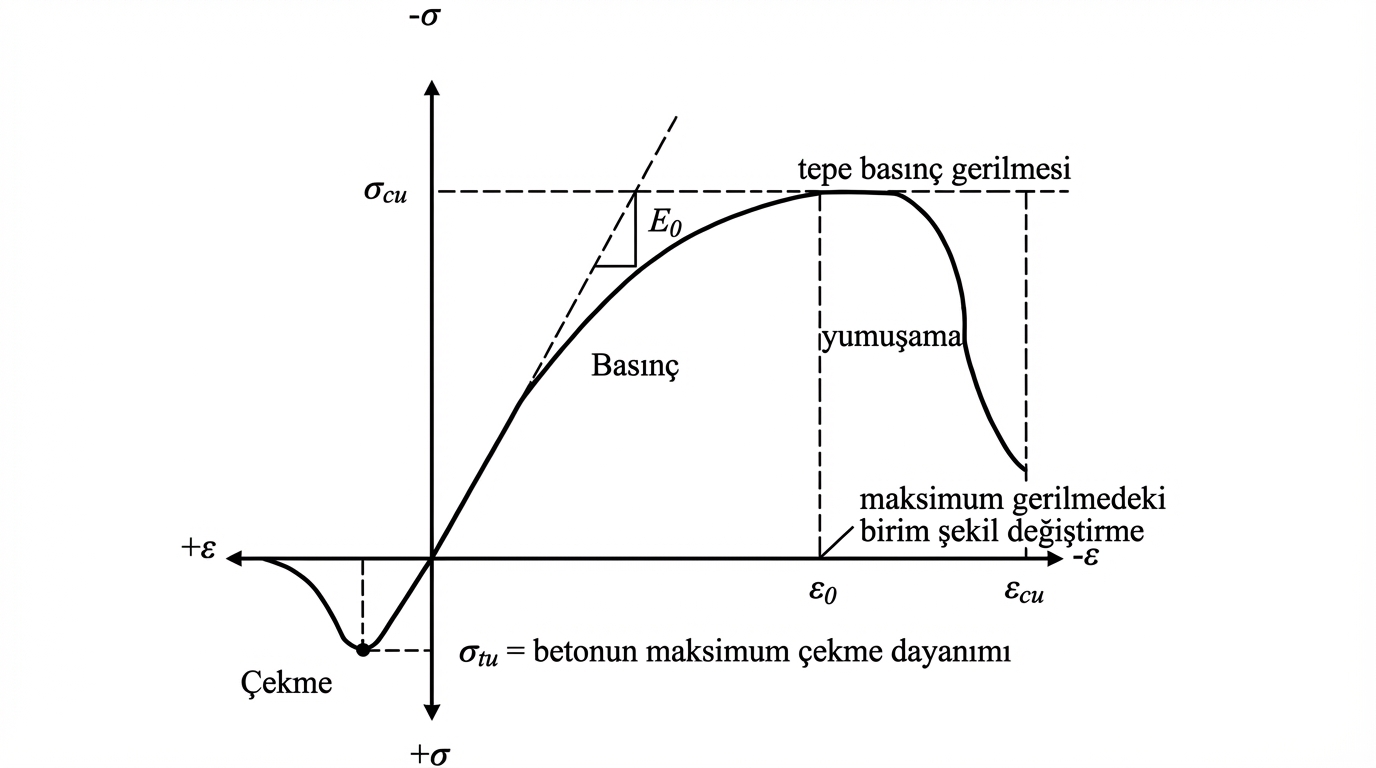 Betonun basınç altındaki gerilme-birim şekil değiştirme diyagramı