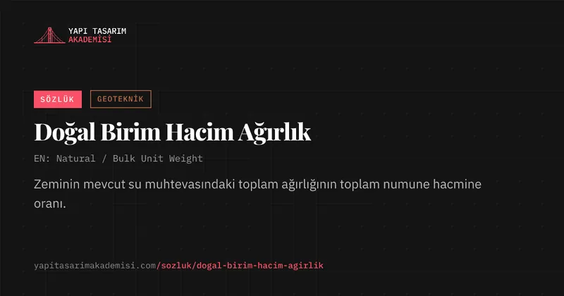Doğal Birim Hacim Ağırlık
