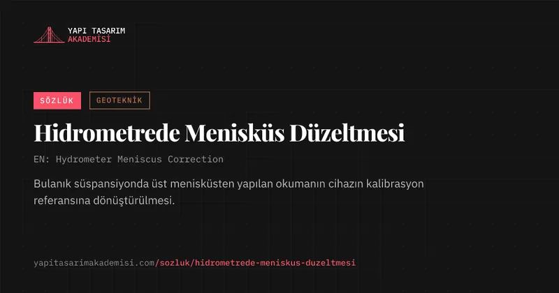 Hidrometrede Menisküs Düzeltmesi