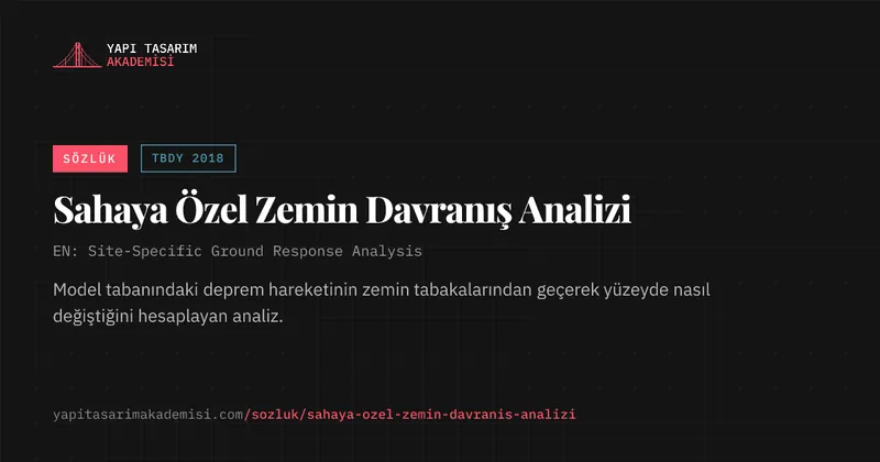 Sahaya Özel Zemin Davranış Analizi